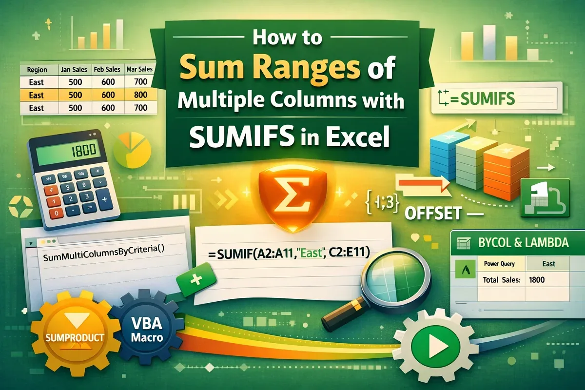 How to Sum Ranges of Multiple Columns with SUMIFS in Excel