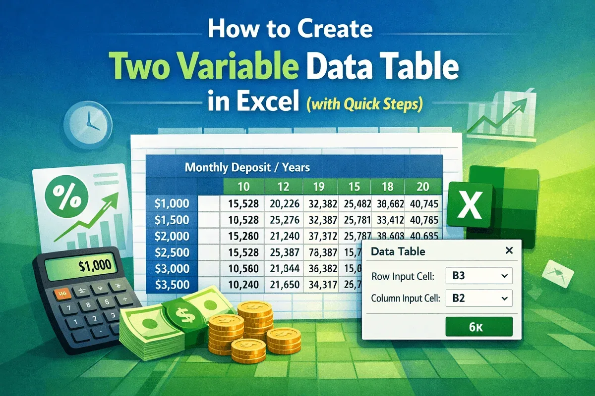 How to Create Two Variable Data Table in Excel (with Quick Steps)