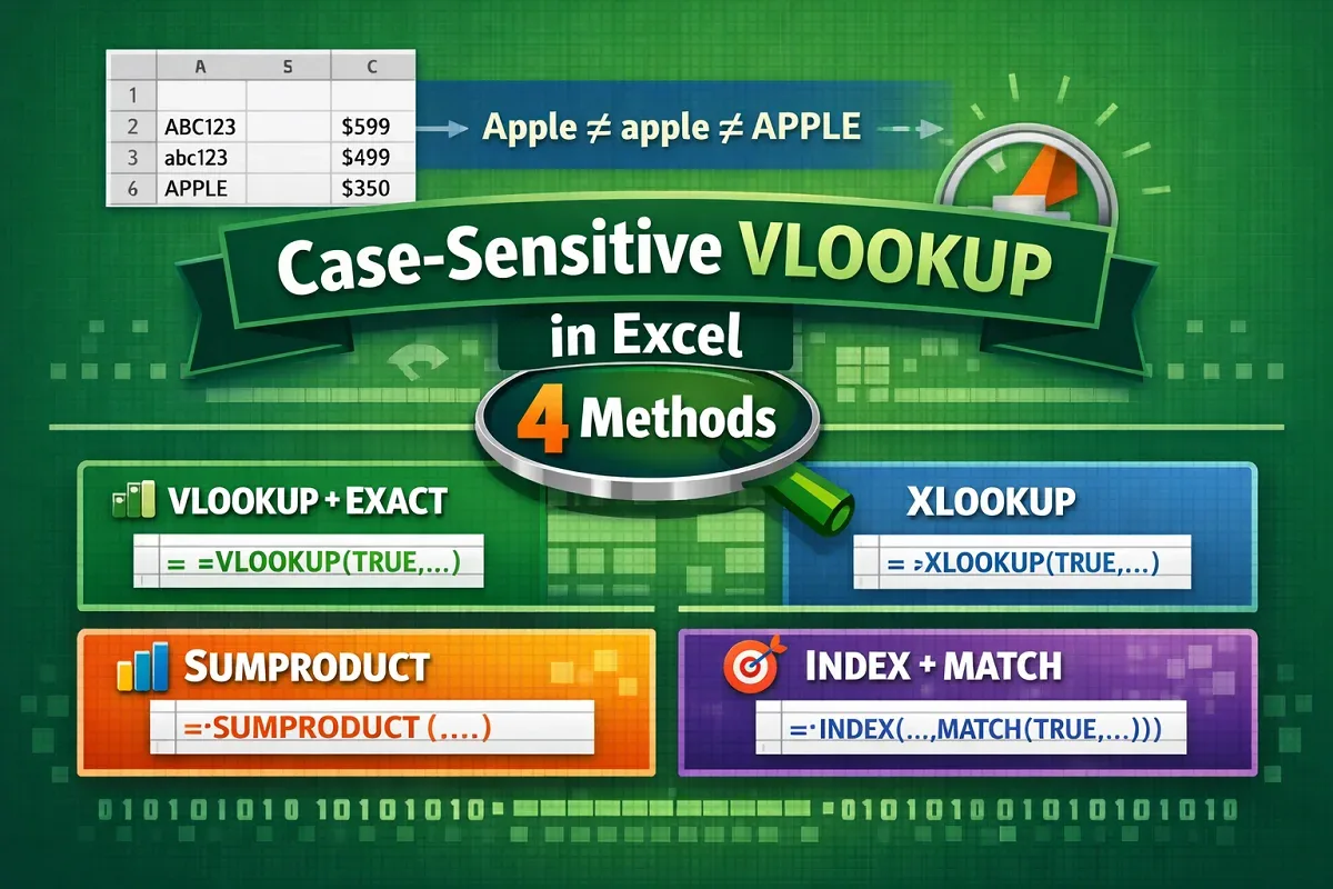 How to Perform Case-Sensitive Vlookup in Excel (4 Examples)
