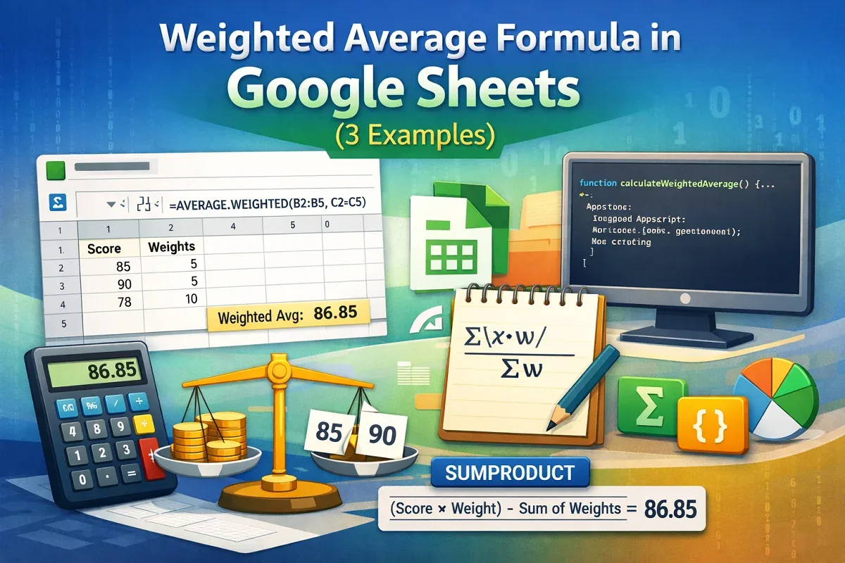 Weighted Average Formula in Google Sheets (3 Examples)