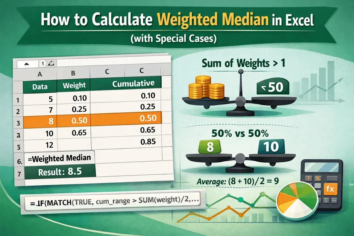 How to Calculate Weighted Median in Excel (with Special Cases)