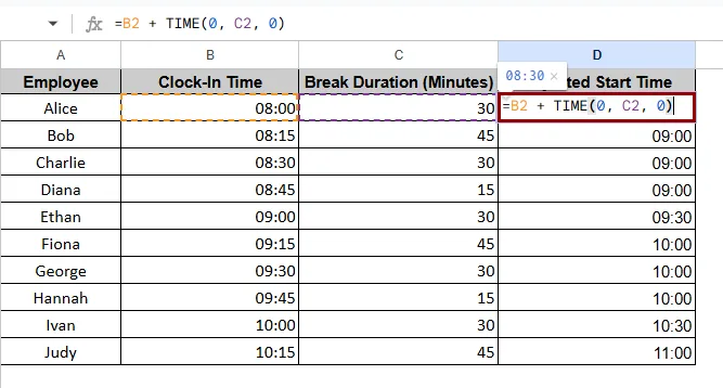 Adding Variable Minutes from Another Column