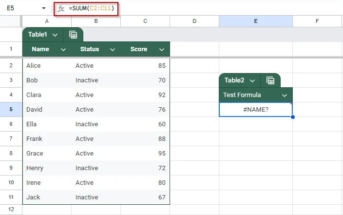Resolve the #NAME? Error by Checking Formula Names and Strings