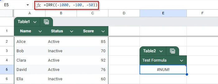 Fixing Mathematical Input Errors That Cause #NUM! in Google Sheets