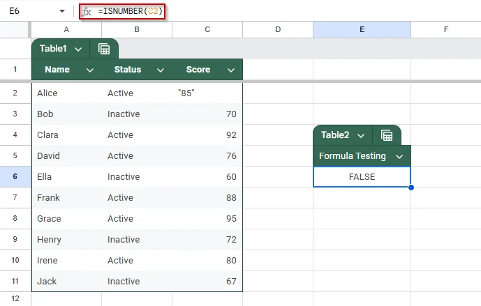 Ensure Data Types Match Within Your Formula