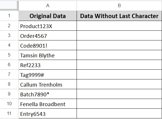 Removing the Last Character from Google Sheets using the LEFT Function