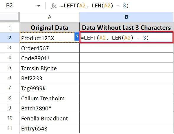 Removing the Last ‘n’ Character From Google Sheets