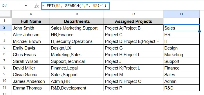 Combining LEFT and SEARCH Functions for Fixed Patterns