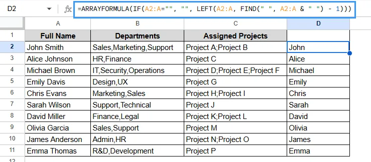 Inserting ARRAYFORMULA for Multiple Cells
