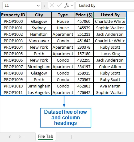 Use File Settings for Hiding Row and Column Headings