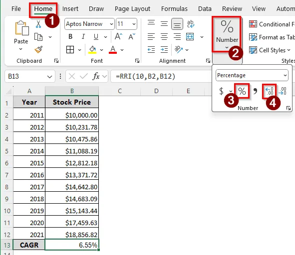 Measuring Compound Annual Growth Rate