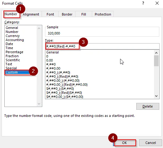 Format Negative Numbers with US Style Commas and Text Color