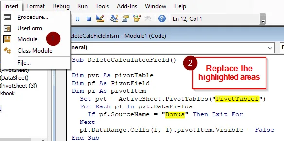 Deleting Calculated Field Using VBA
