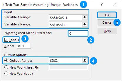 Entering test options