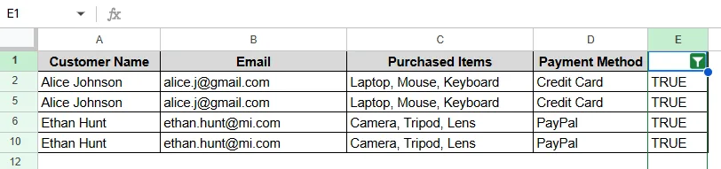 Using Filter and COUNTIF to Identify Duplicates