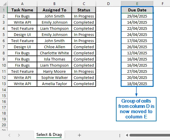 Select and Drag to Move a Group of Cells Instantly