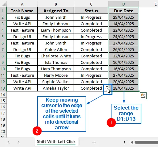 Use Shift with Left Click to Swap Entire Columns
