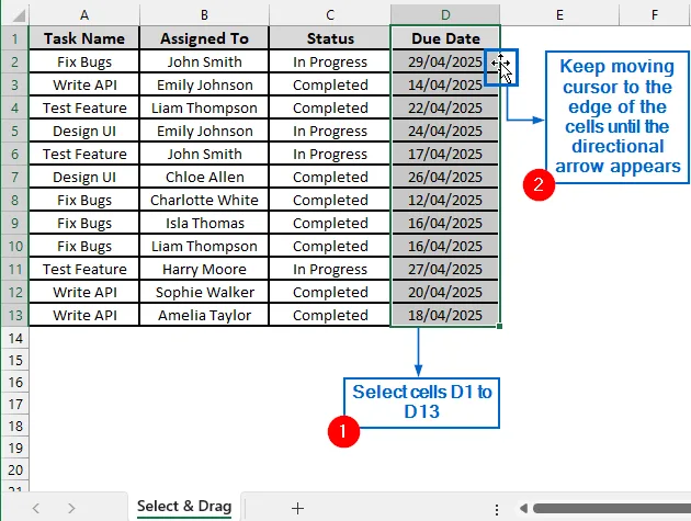 Select and Drag to Move a Group of Cells Instantly