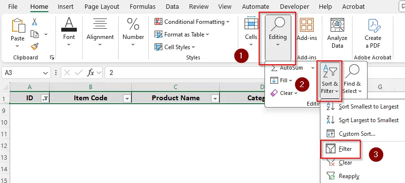 Apply a Filter to Eliminate Empty Rows
