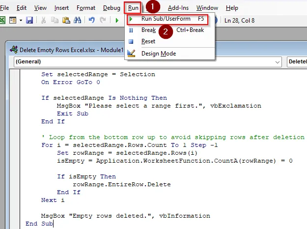 Applying a VBA Macro