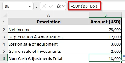 Indirect Method of Calculating Operating Cash Flow in Excel