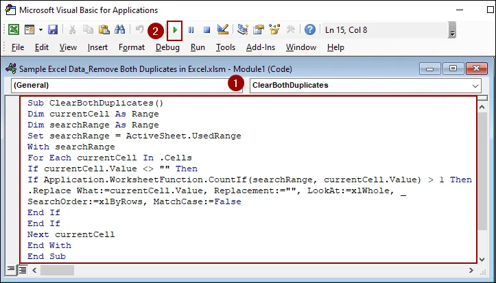 Using VBA Code
