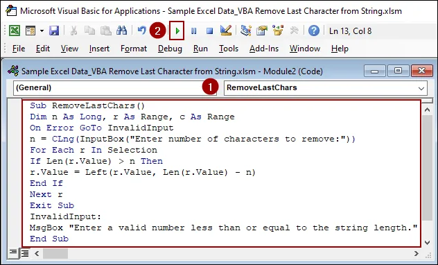 Deleting a User-Specified Number of Last Characters