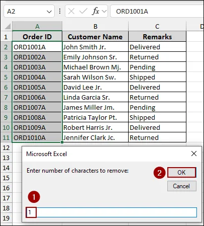 Deleting a User-Specified Number of Last Characters