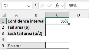 Entering confidence interval of 95%