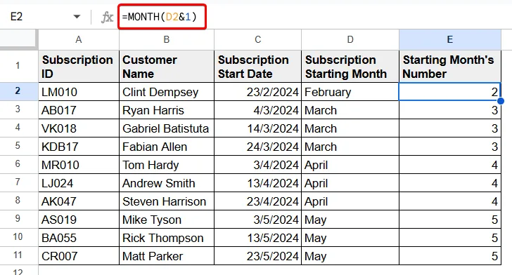 Google Sheets Convert Month Name to Number