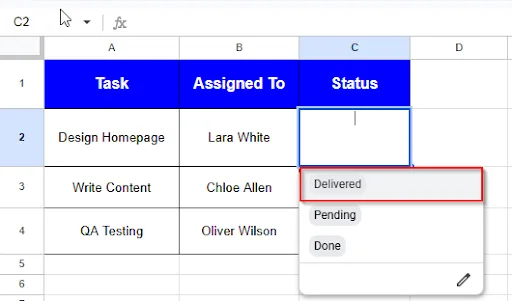 edited dropdown list