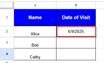 selected date from calendar