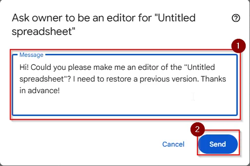 pop-up message