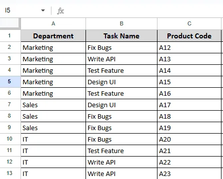 dataset for merging rows in google sheets