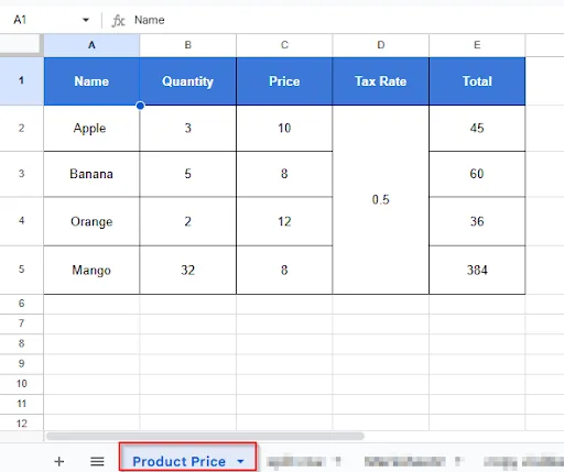 Result of the unprotect sheet