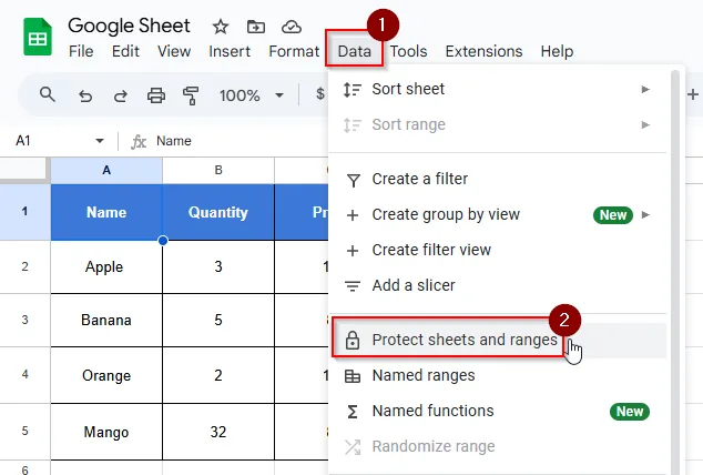 Clicking data and protect sheet and ranges in lock entire sheet with password