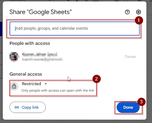 setting general access restricted in the view and hide method