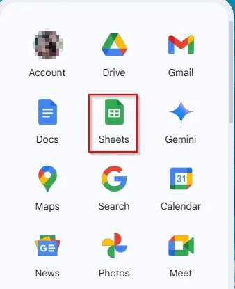 Selecting Sheets from the list