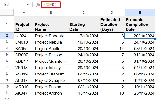 Google Sheets Add Days to Date