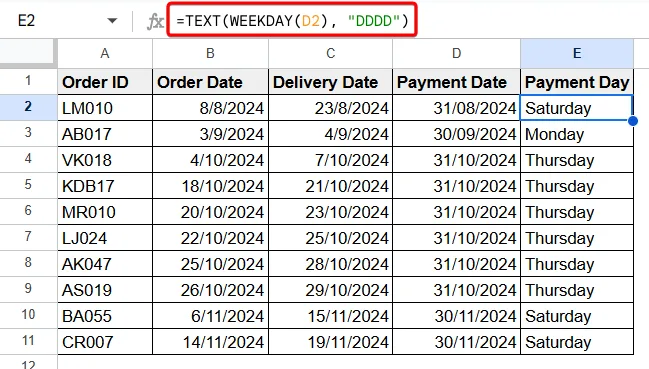 Google Sheets Find Last Day of Month
