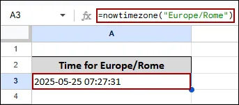 Google Sheets Now Timezone with Apps Script