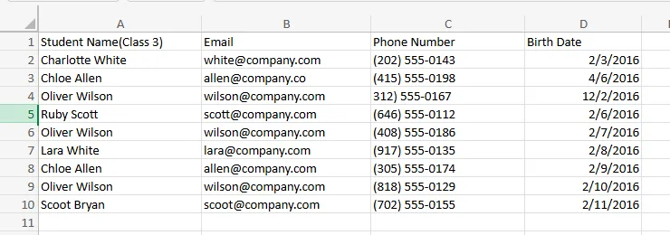 downloaded as csv file