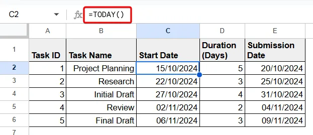 How to Add Dates in Google Sheets Automatically