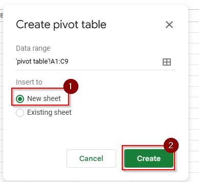click new sheet