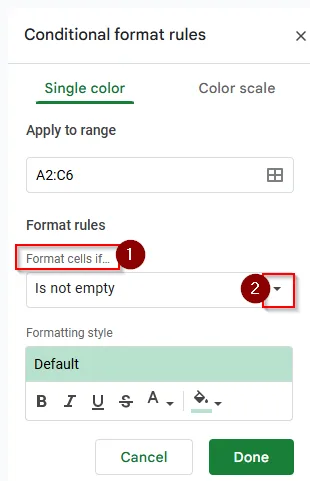 Format cells if
