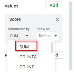 choose SUM option