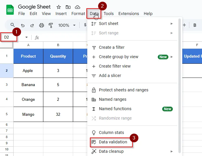clicking data and data validation