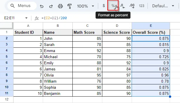 Examples of All Number Formats in Google Sheets